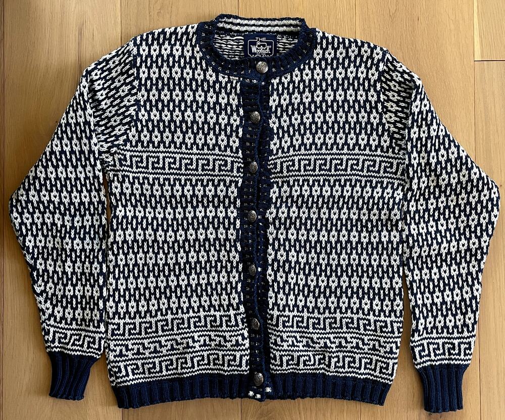 VTG Woolrich Woman Button Front 100% Cotton Cardigan Sweater Made in USA S